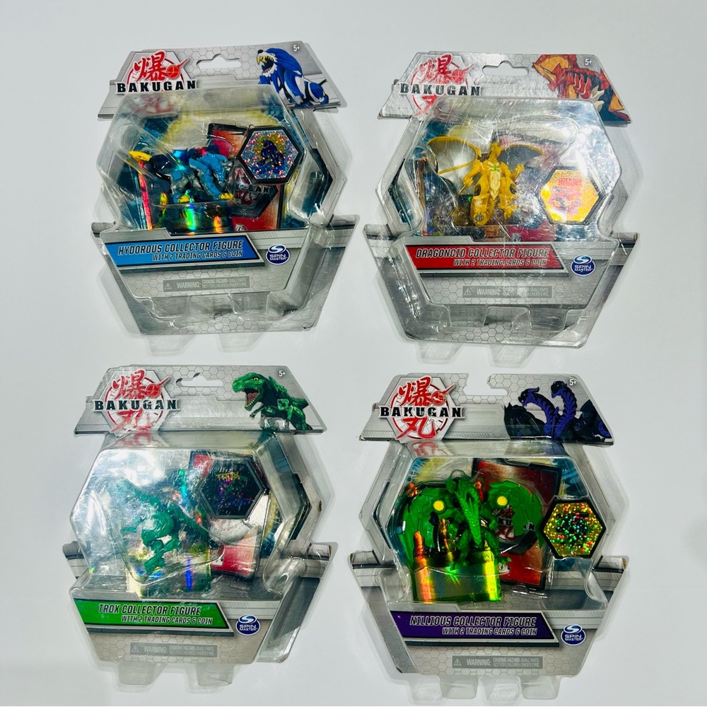 Four Pack Bakugan Nillious Collector Figure With 4 Trading Cards and Coin